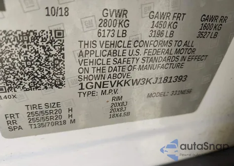 2019 Chevrolet Traverse Premier from USA, damaged, VIN 1GNEVKKW3KJ181393